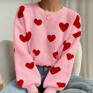 EMERY ROSE Minimalis Fashion Casual Pullover Long Sleeve Sweater Valentine's Day